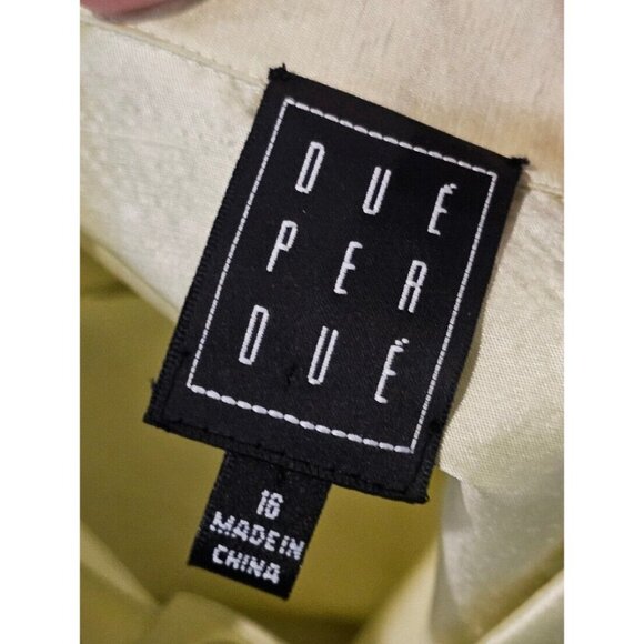 Y2K Raw Silk Shirt Sz XL Petite Snap Light Green Long Sleeve Irridescent Office - Picture 9 of 12